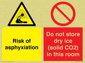 Risk of asphyxiation. Do not store dry ice (solid CO2) in this room